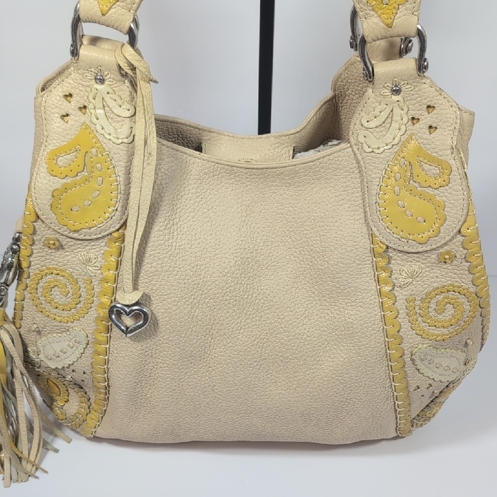 Brighton Melania Leather Cream and Yellow Shoulder Bag - Picture 2 of 14